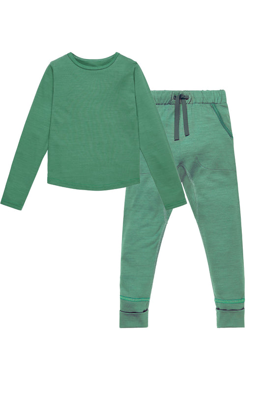 Kids Base layer Signature Set Emerald Green