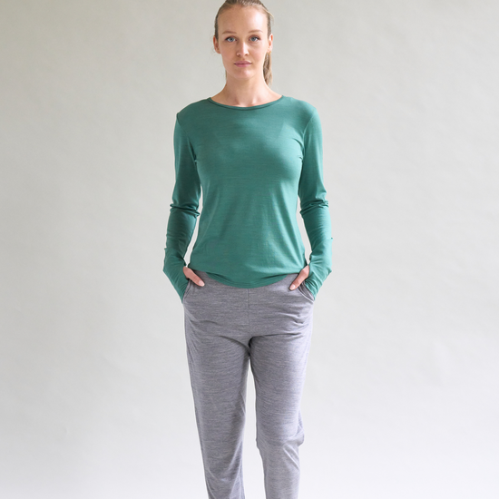 Womens Merino 24 Hour Trouser 190g Lightweight, Grey Marle - SmallsTrouser