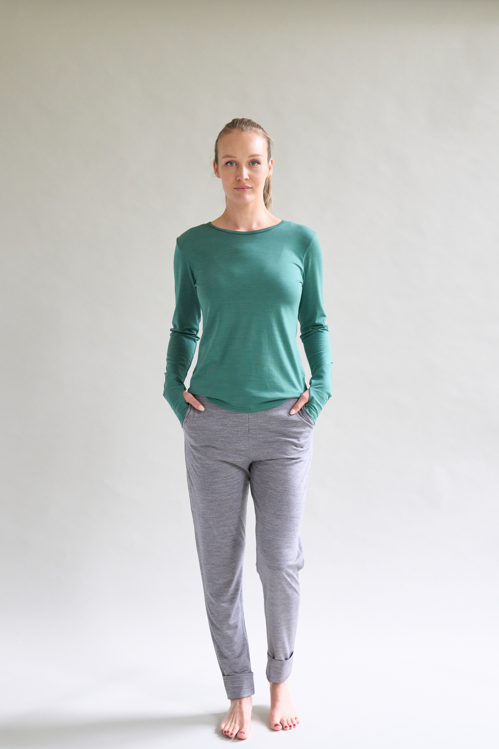 Womens Merino 24 Hour Trouser 190g Lightweight, Grey Marle - SmallsTrouser
