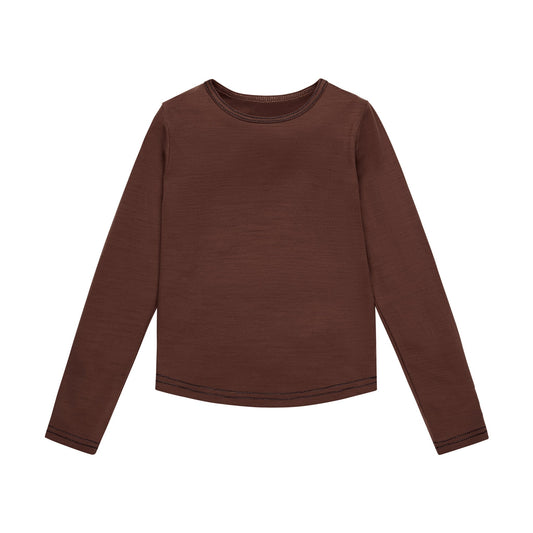 Merino Long Sleeve, Chocolate Brown - SmallsLong Sleeve Top