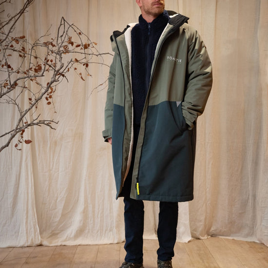 Adult Waterproof Changing Robe | Antique Olive - Smalls MerinoWeatherproof Robes