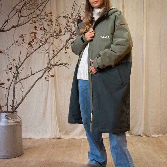 Adult Waterproof Changing Robe | Antique Olive - Smalls MerinoWeatherproof Robes