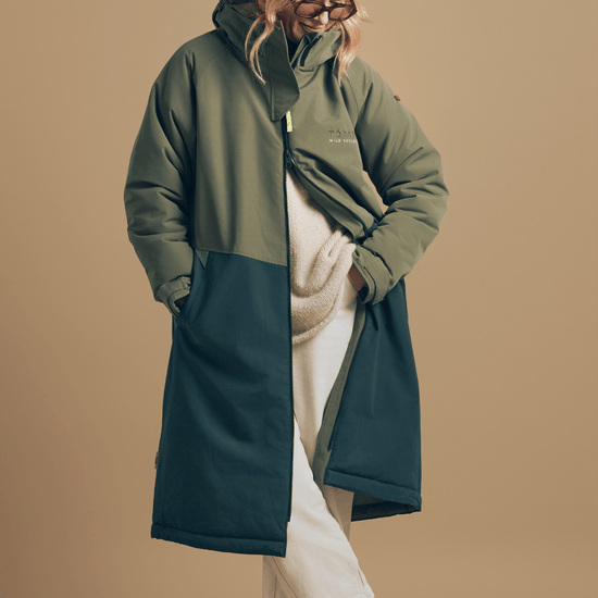 Adult Waterproof Changing Robe | Antique Olive - Smalls MerinoWeatherproof Robes