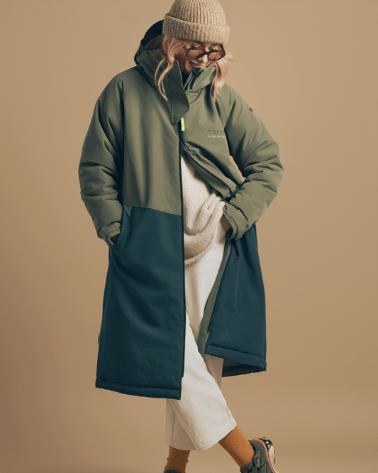 Adult Waterproof Changing Robe | Antique Olive - Smalls MerinoWeatherproof Robes