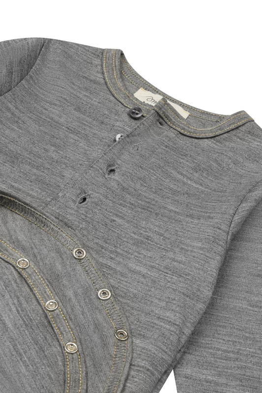 Aroha Collection Merino Baby Bodysuit, Grey Marle - Smalls MerinoBodysuit