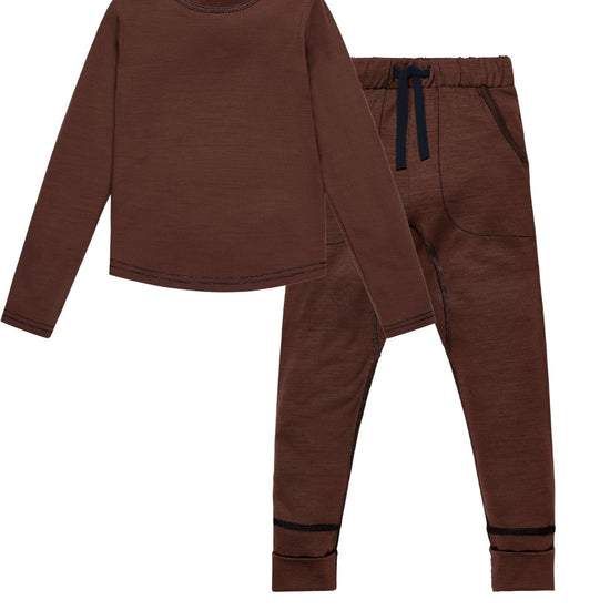 Kids Base layer Signature Set Chocolate - Smalls Merino