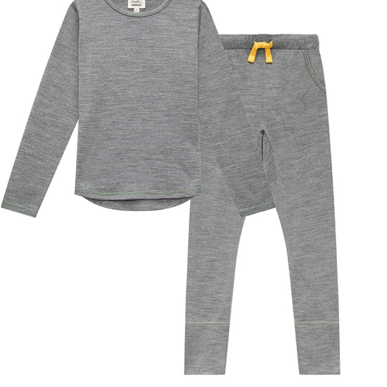 Kids base layer Signature Set Grey Marle - Smalls Merino