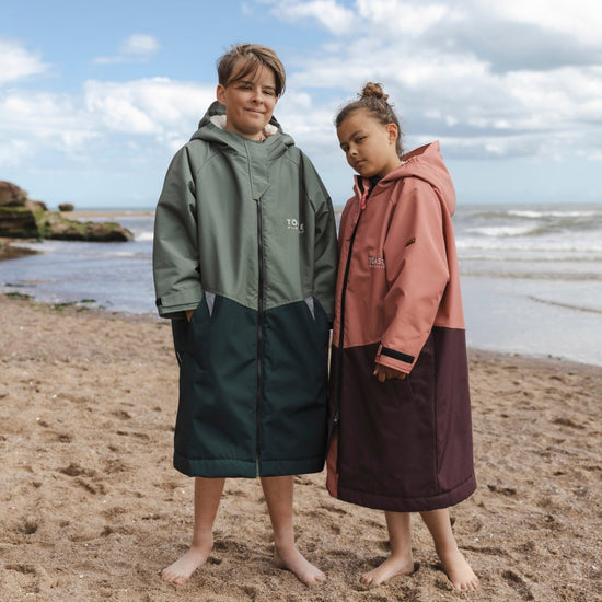 Kids Waterproof Changing Robe | Antique Olive - Smalls MerinoWeatherproof Robes