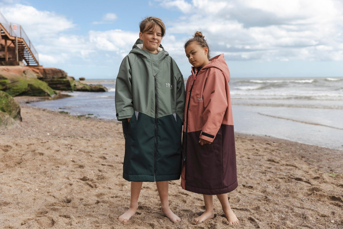 Kids Waterproof Changing Robe | Antique Olive - Smalls MerinoWeatherproof Robes