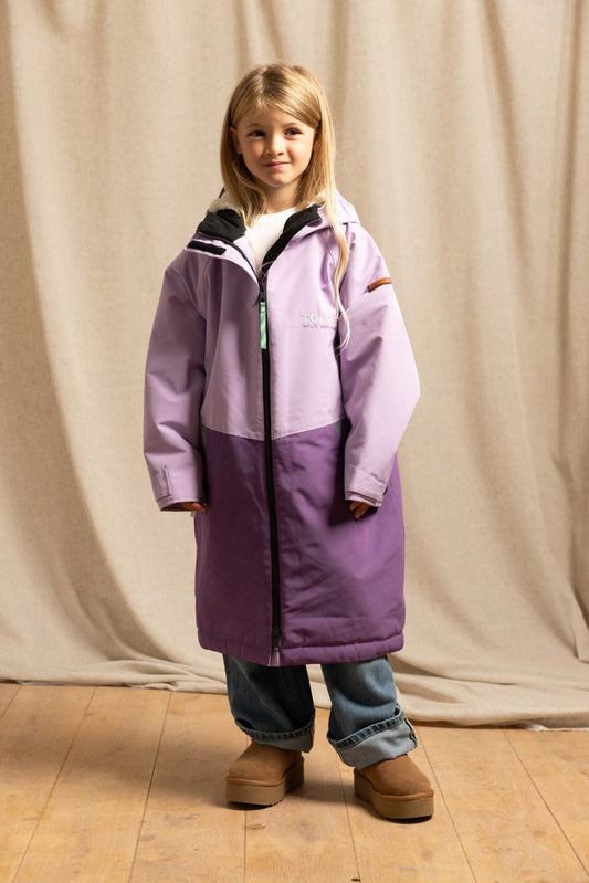 Kids Waterproof Changing Robe | Lilac - Smalls MerinoWeatherproof Robes