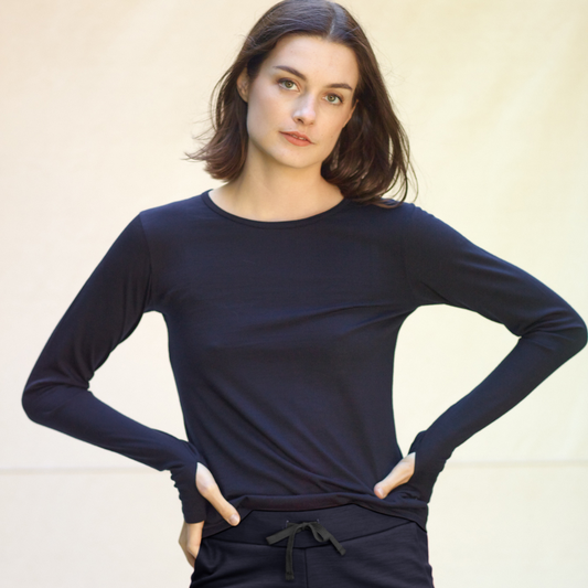 Womens Merino Long Sleeve, Midnight - SmallsAdult Long Sleeve