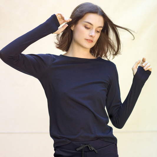 Womens Merino Long Sleeve, Midnight - SmallsAdult Long Sleeve