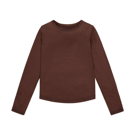 Merino Long Sleeve, Chocolate Brown - Smalls MerinoLong Sleeve Top