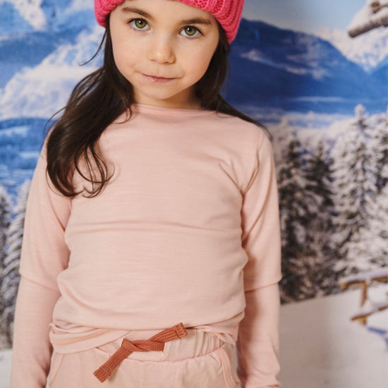 Merino Long Sleeve, Pink Peach Blossom - Smalls MerinoLong Sleeve Top