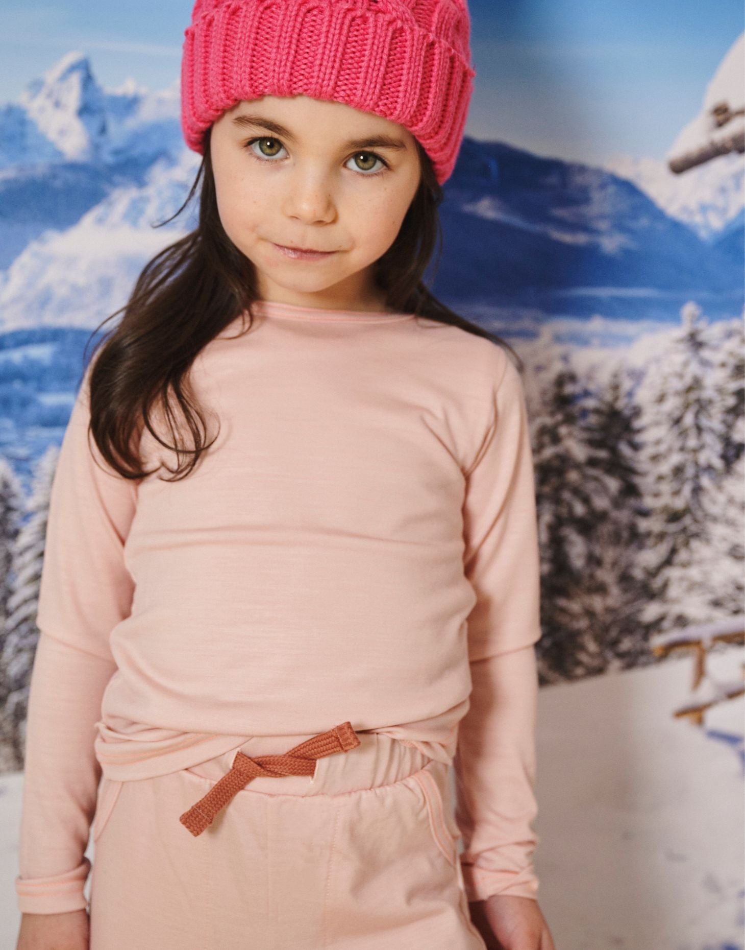 Merino Long Sleeve, Pink Peach Blossom - Smalls MerinoLong Sleeve Top