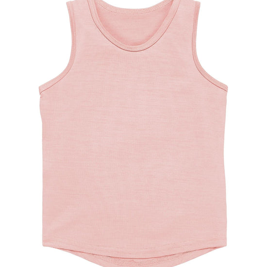 Kids Merino Wool Tank Top or vest by Smalls Merino in a Pink Peach Blossom colour