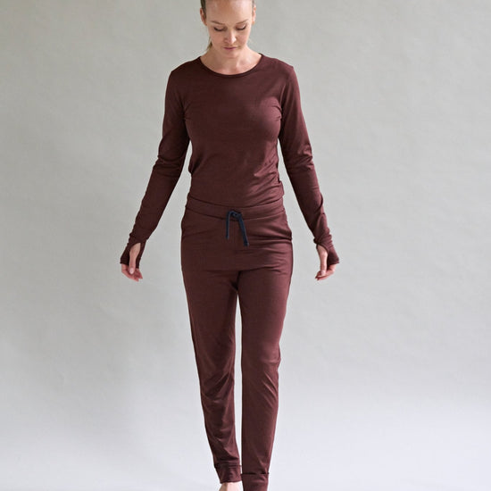 Womens Merino Long Sleeve, Chocolate Brown - Smalls MerinoAdult Long Sleeve
