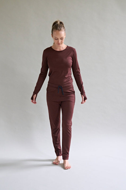 Womens Merino Long Sleeve, Chocolate Brown - Smalls MerinoAdult Long Sleeve