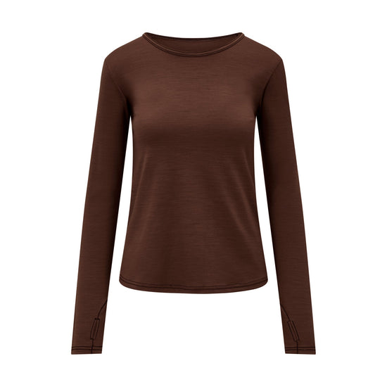 Womens Merino Long Sleeve, Chocolate Brown - Smalls MerinoAdult Long Sleeve