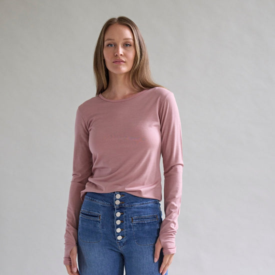 Womens Merino Long Sleeve, Dusky Rose - Smalls MerinoAdult Long Sleeve