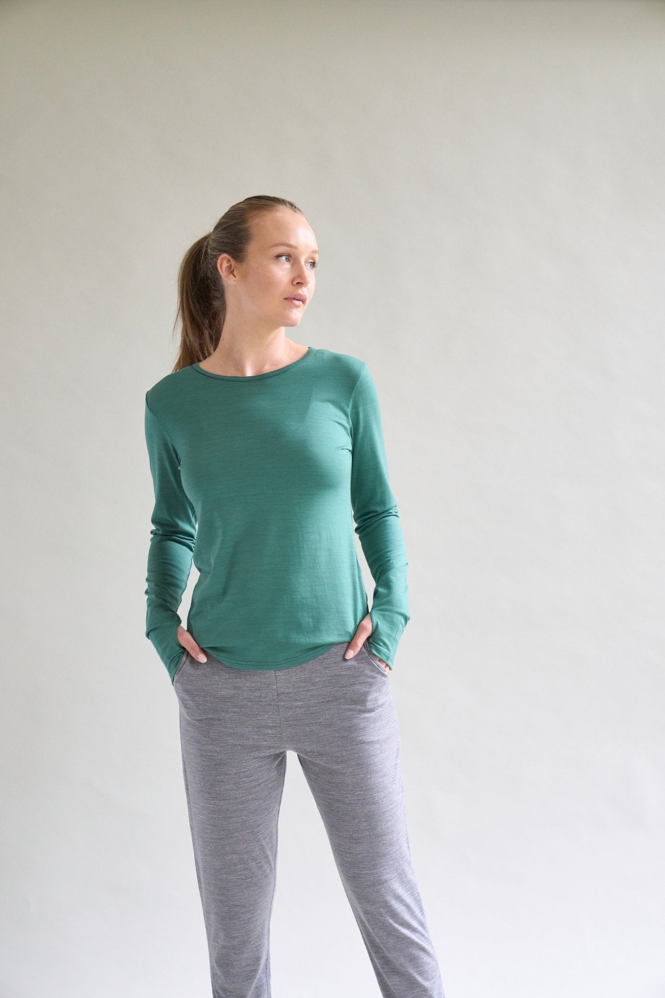 Womens Merino Long Sleeve, Emerald Green - SmallsAdult Long Sleeve