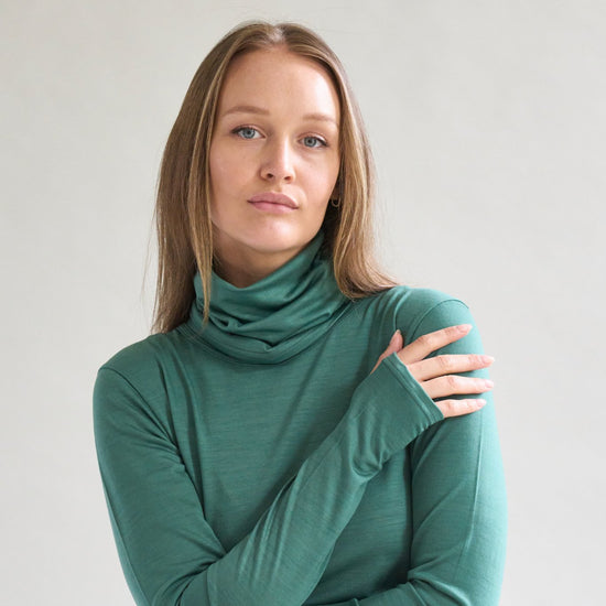 Womens Merino Long Sleeve, Emerald Green - SmallsAdult Long Sleeve