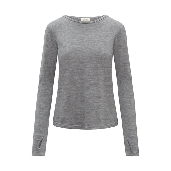 Womens Merino Long Sleeve, Grey Marle - Smalls MerinoAdult Long Sleeve