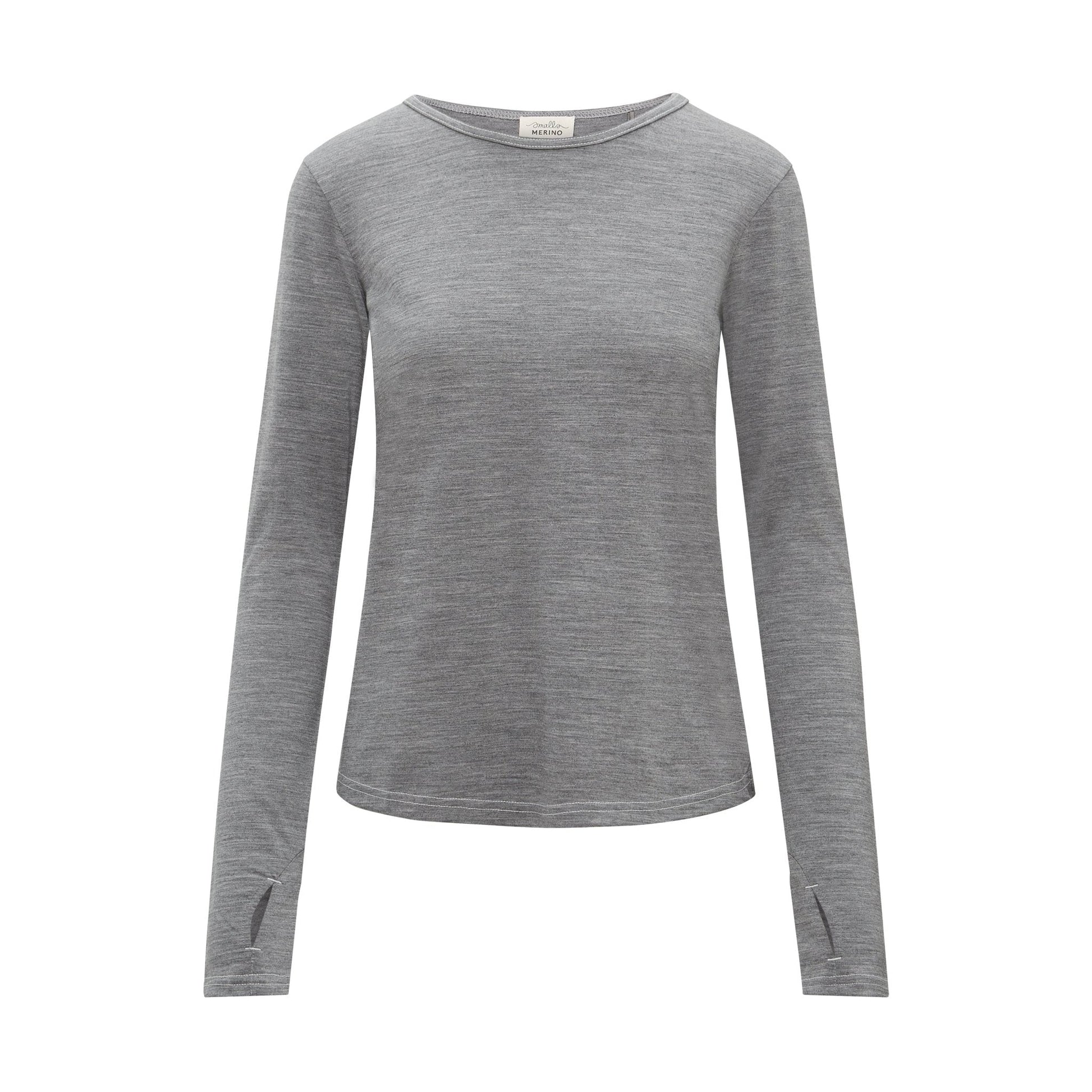 Womens Merino Long Sleeve, Grey Marle - Smalls MerinoAdult Long Sleeve