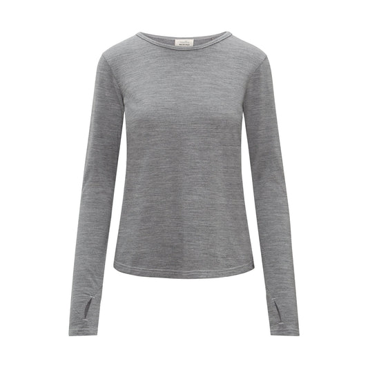 Womens Merino Long Sleeve, Grey Marle - Smalls MerinoAdult Long Sleeve