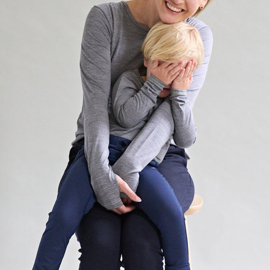 Womens Merino Long Sleeve, Grey Marle - Smalls MerinoAdult Long Sleeve