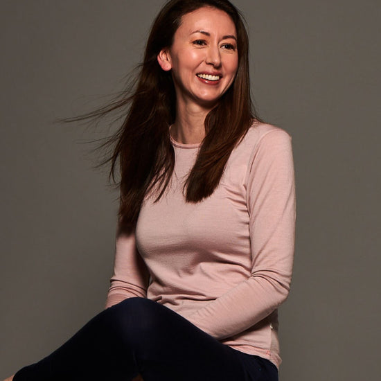 Womens Merino Long Sleeve, Pink Peach Blossom - Smalls MerinoAdult Long Sleeve