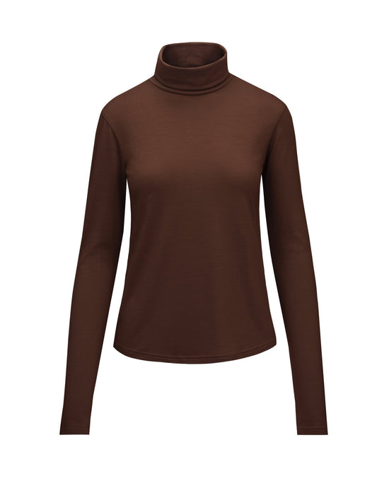 Womens Merino Polo Neck, Chocolate Brown - SmallsPolo Neck