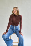 Womens Merino Polo Neck, Chocolate Brown - Smalls MerinoPolo Neck