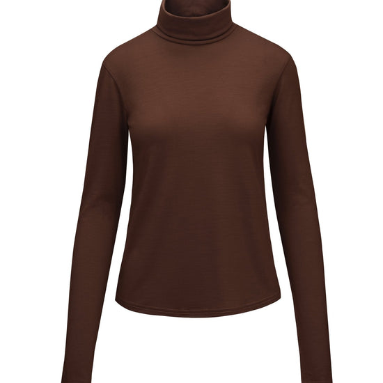 Womens Merino Polo Neck, Chocolate Brown - Smalls MerinoPolo Neck