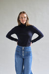 Womens Merino Polo Neck, Midnight - Smalls MerinoPolo Neck